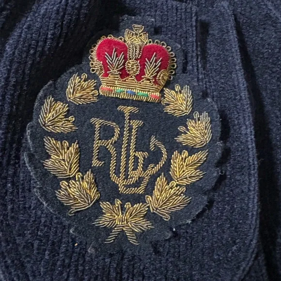 NWT Vintage Ralph Lauren Dark Blue Corduroy Blazer with Gold Buttons. Size M - Picture 3 of 5
